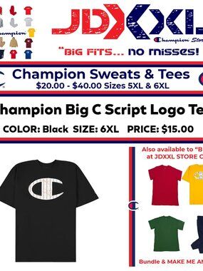 Big & Tall Champion Big C Logo T Shirt 6XL